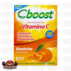 CBOOST VITAMINA C POLVO EFERVESCENTE SABOR MANDARINA CON 30 SOBRES 8 G