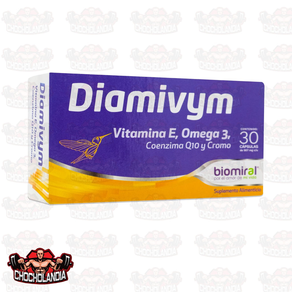 Diamivym 30 Caps. 907 Mg Vitamina E, Omega 3, Coenzima Q10 Y Cromo Biomiral