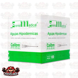 AGUJAS HIPODERMICAS ESTERIL DESECHABLE NO TEOXICA  Y LIBRE DE PIROGENOS  CALIBRE 21G X 32 MM CONT 100 PZAS
