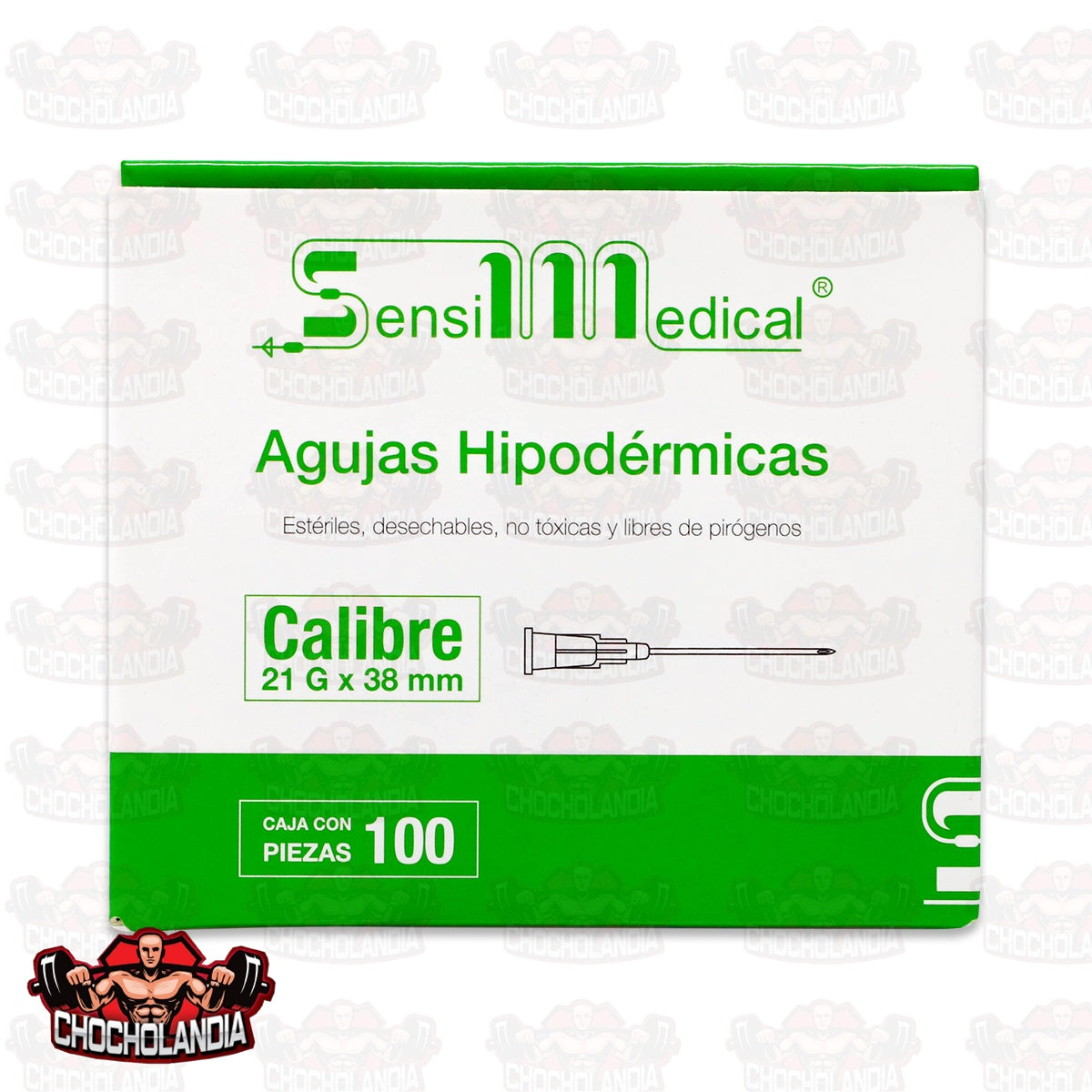 AGUJAS HIPODERMICAS ESTERIL DESECHABLE NO TEOXICA  Y LIBRE DE PIROGENOS  CALIBRE 21G X 38 MM CONT 100 PZAS