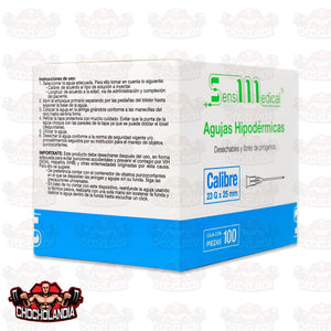 AGUJAS HIPODERMICAS  DESECHABLE  Y LIBRE DE PIROGENOS  CALIBRE 23G X 25 MM CONT 100 PZAS