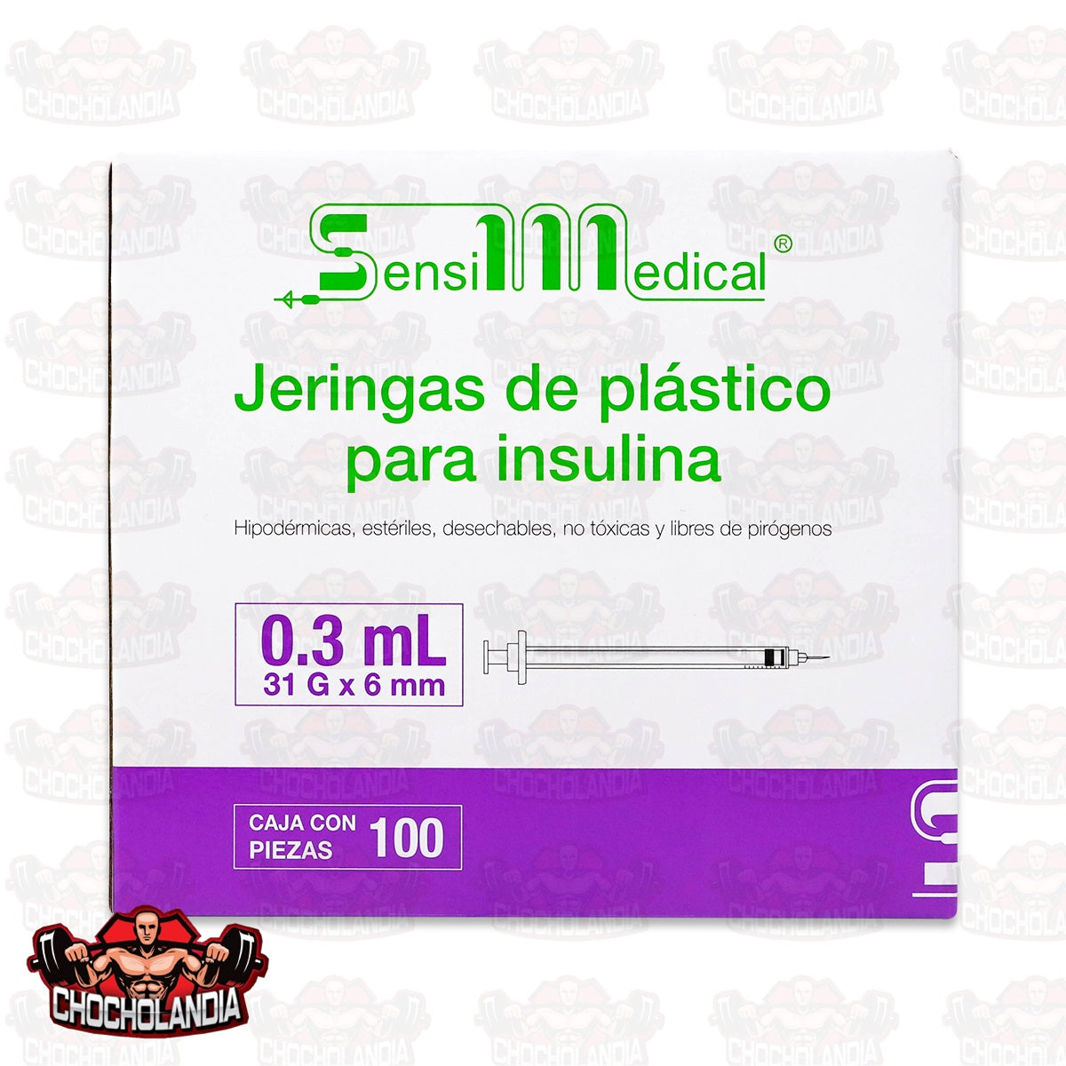 JERINGA DE PLASTICO PARA INSULINA 0.3ML 31G X 6 MM CONT 100 PZAS