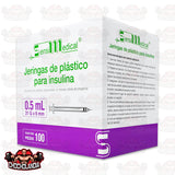 JERINGA DE PLASTICO PARA INSULINA 0.5ML 31G X 6 MM CONT 100 PZAS