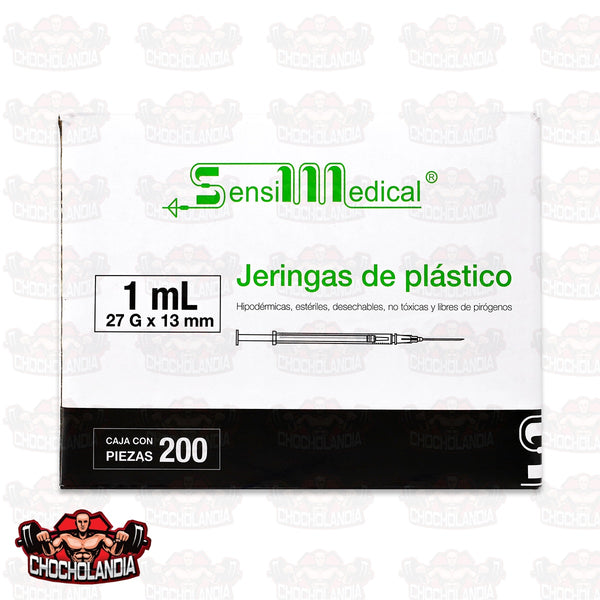 JERINGA DE PLASTICO  HIPODERMICA, DESECHABLE , NO TOXICA Y LIBRE DE PIROGENOS  1ML 27G X 13 MM CONT 200 PZAS
