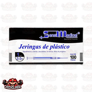 JERINGA DE PLASTICO  HIPODERMICA, DESECHABLE , NO TOXICA Y LIBRE DE PIROGENOS  1ML 22G X 32 MM CONT 100 PZAS