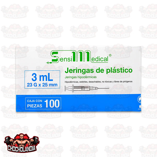 JERINGAS DE PLASTICO HIPODERMICAS, 3 ML 23 G X 25 MM, CAJA CON 100 PIEZAS, SENSILMEDICAL