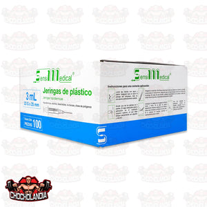 JERINGAS DE PLASTICO HIPODERMICAS, 3 ML 23 G X 25 MM, CAJA CON 100 PIEZAS, SENSILMEDICAL