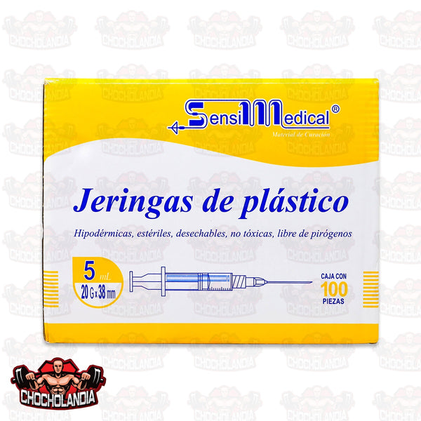 JERINGAS DE PLASTICO HIPODERMICAS, 5 ML 20 G X 38 MM, CAJA CON 100 PIEZAS, SENSILMEDICAL