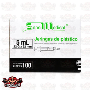 JERINGAS DE PLASTICO HIPODERMICAS, 5 ML 22 G X 32 MM, CAJA CON 100 PIEZAS, SENSILMEDICAL