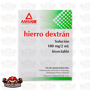 HIERRO DEXTRAN, CAJA CON 3 AMPOLLETAS DE 2 ML, AMSA