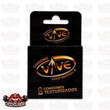 CONDONES VIVE GOLD, 3 CONDONES TEXTURIZADOS LUBRICADOS