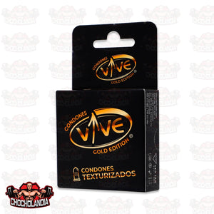 CONDONES VIVE GOLD, 3 CONDONES TEXTURIZADOS LUBRICADOS