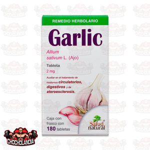 GARLIC, FRASCO CON 180 TABLETAS 2 MG, SALUD NATURAL