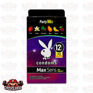 PLAYBOY CONDOMS MAX SENS PARTY MIX, CAJA CON 12 CONDONES