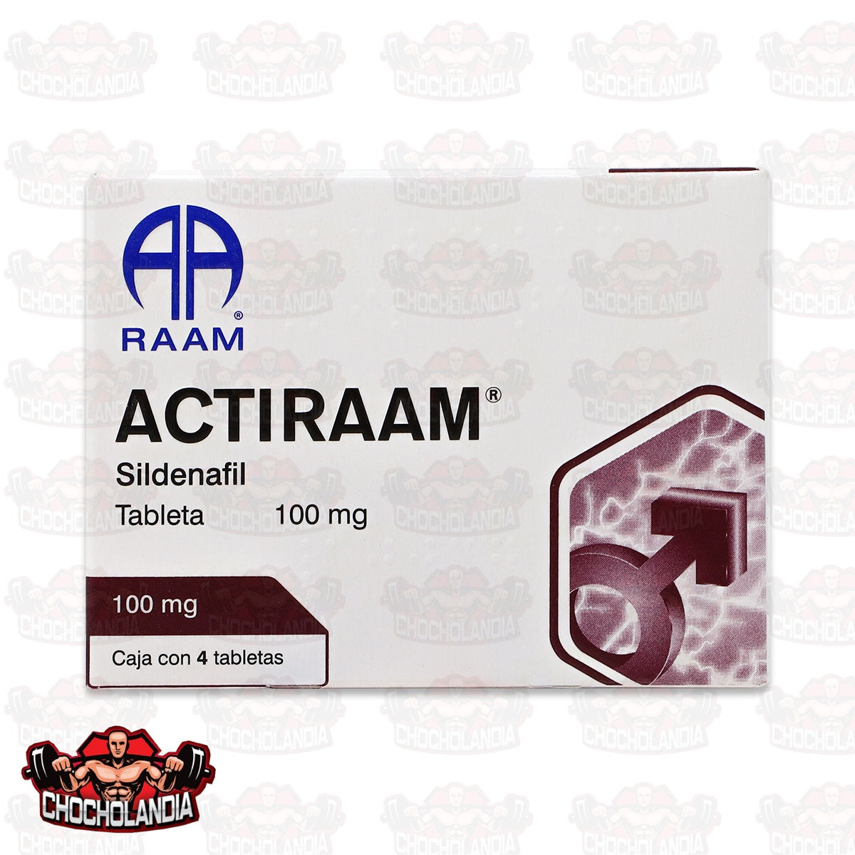 SILDENAFIL ACTIRAAM, CAJA CON 4 TABLETAS 100 MG, RAAM