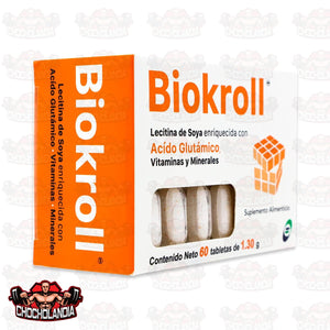 BIOKROLL, ACIDO GLUTAMINICO, VITAMINAS Y MINERALES, CAJA CON 60 TABLETAS DE 1.30 G, BIO SALUD