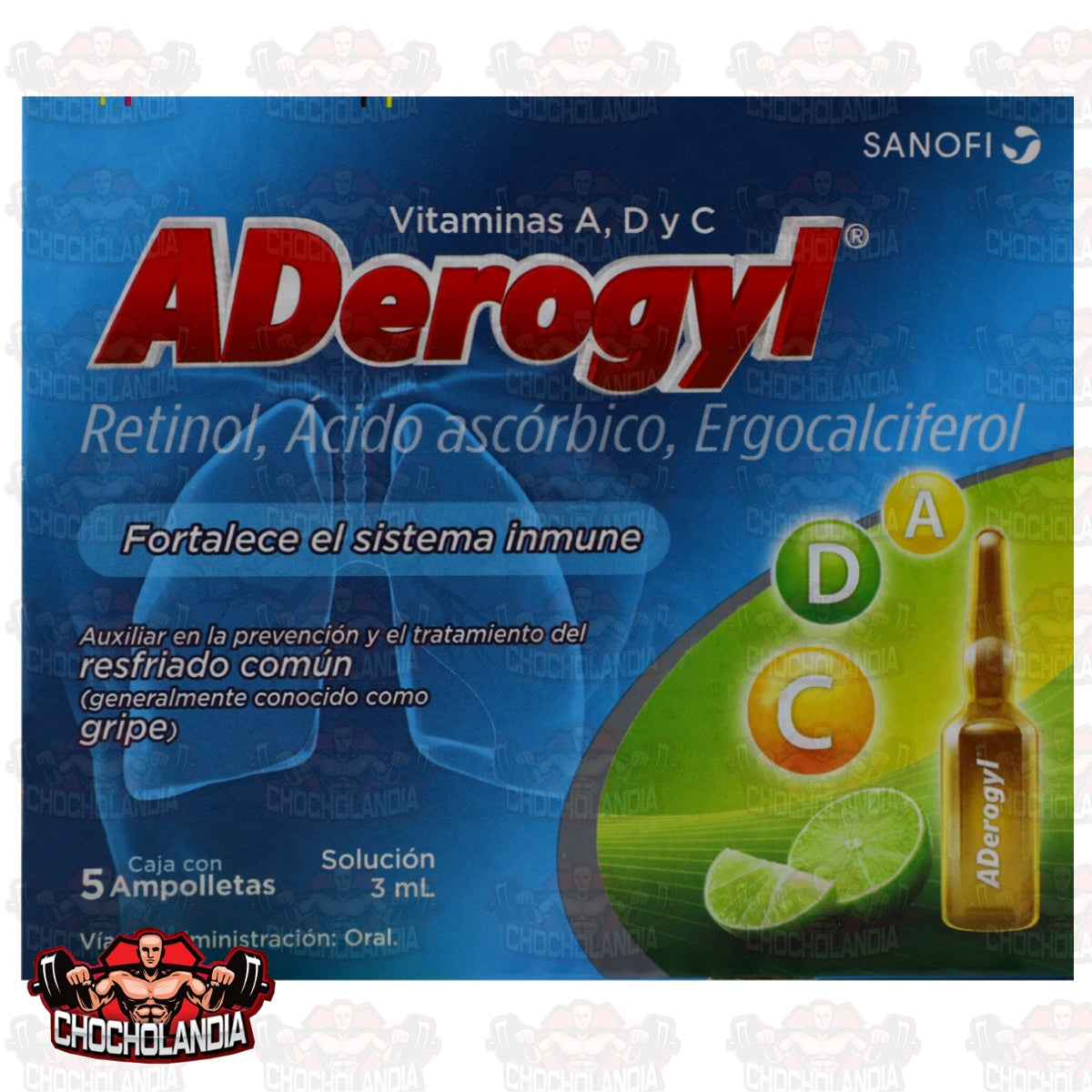 ADEROGYL RETINOL, ACIDO ASCORBICO, ERGOCALCIFEROL 5 AMPOLLETAS 3 ML