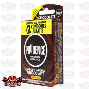 PRUDENCE, CONDONES LUBRICADOS, SABOR Y AROMA CHOCOLATE, 3 CONDONES MASCULINOS DE HULE LÁTEX NATURAL + 2 GRATIS