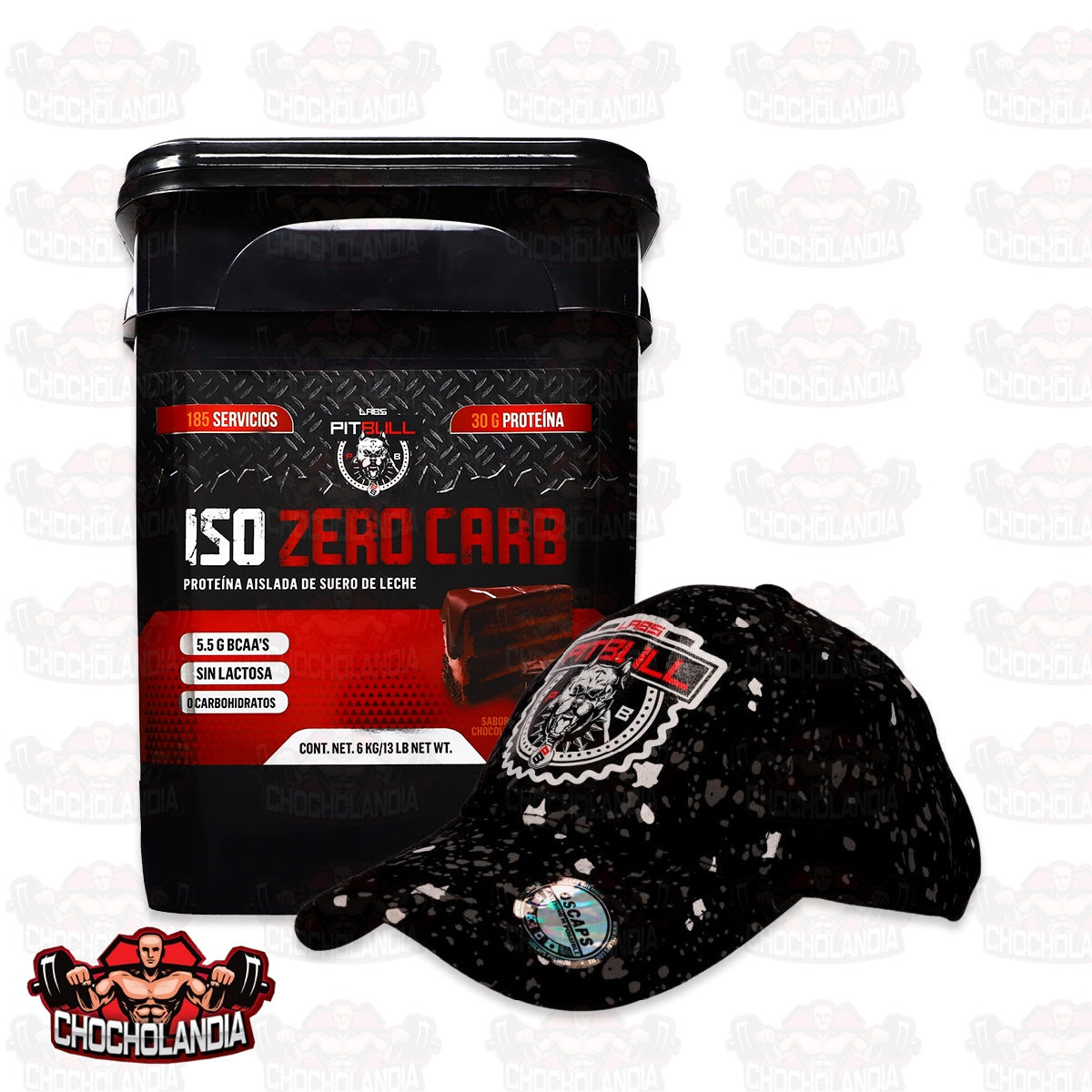 Proteína Iso Zero Carb Pitbull Labs (Sabor CHOCOLATE) 185 SERVICIOS + GORRA PBLABS