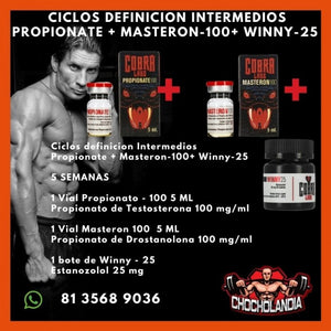 Ciclos Definición Intermedios Propionate + Masteron-100 + Winny-25 Cobra Labs