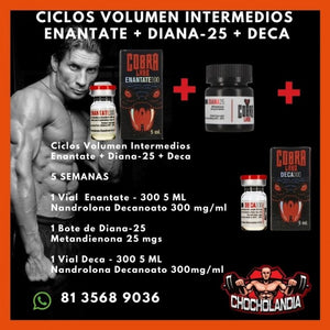 Ciclos Volumen Intermedios Enantate + Diana-25 + Deca Cobra Labs